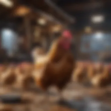 Comparison of crowded versus spacious chicken housing