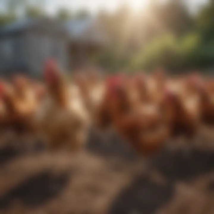 Chickens in a free-range environment demonstrating behavioral impact of space