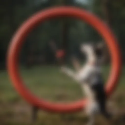 Dog interacting with a target stick during training