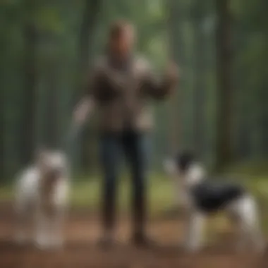 Effective Owner-Dog Communication Owner guiding dog with a target stick