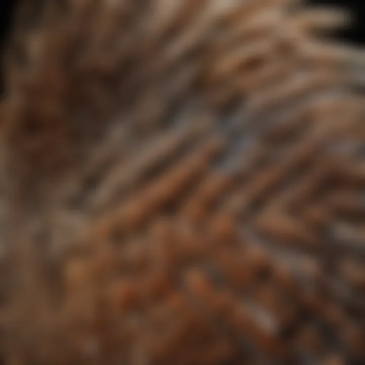 Close-up of a bantam hen showcasing its distinctive feathers.