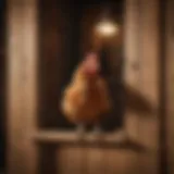 A beautifully crafted wooden chicken pop door installed in a coop