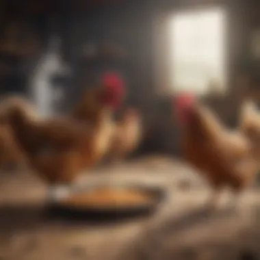 Chickens Thriving on Balanced Nutrition Chickens enjoying a balanced diet