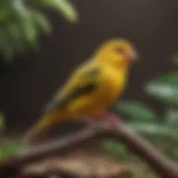 Colorful canary perched on a branch