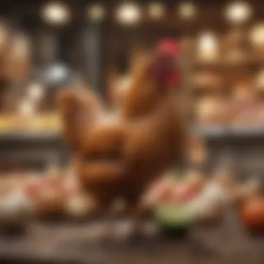 Consumer shopping for organic chicken at a market