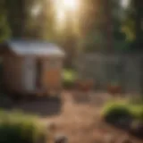 A stylish small chicken coop in a backyard setting