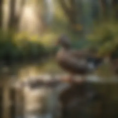 An illustration of the ecological effects of ducks on their habitats.
