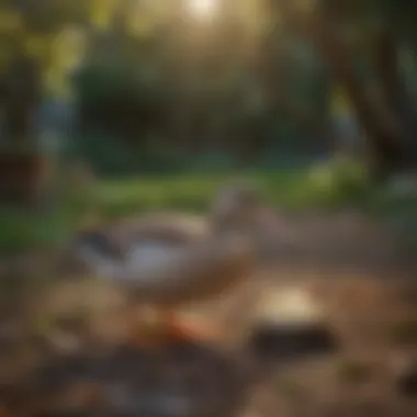 A healthy, balanced diet for domestic ducks in a backyard setting.