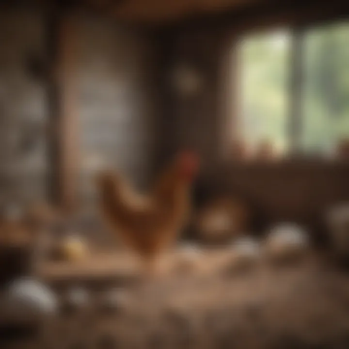 A serene chicken coop environment that promotes healthy egg-laying.