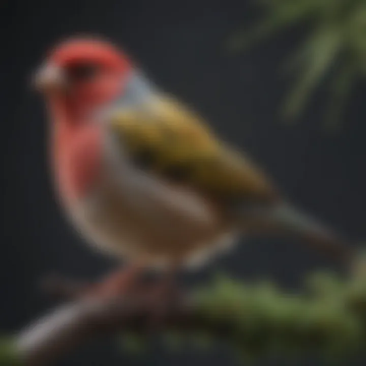 A vibrant finch perched on a branch, showcasing its colorful plumage