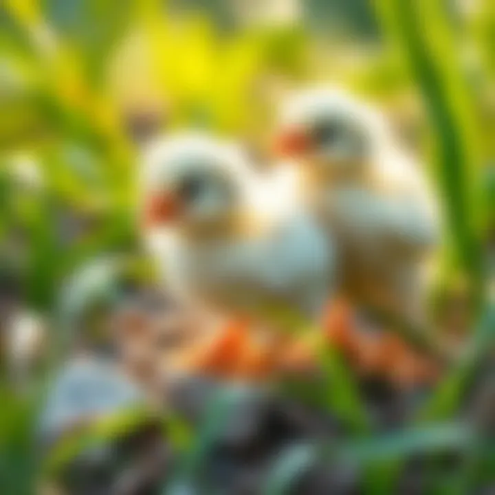 Legbar chicks exploring their environment