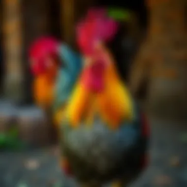 Legbar rooster showcasing vibrant colors