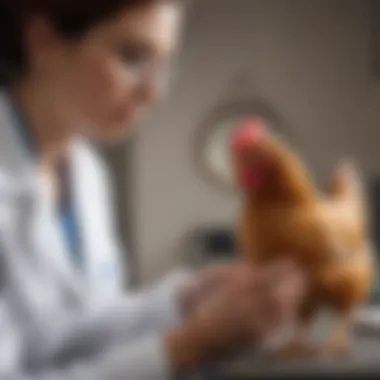 Veterinarian examining a chicken