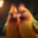 A vibrant Love Bird Chicken showcasing its unique plumage