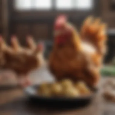 Nutrition for Molting Chickens Healthy chicken eating nutritious feed during molting