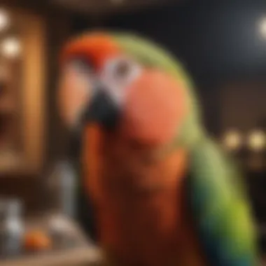 Effective Training Techniques for Talking Parrots An engaging training session between a parrot and its trainer, highlighting effective methods.