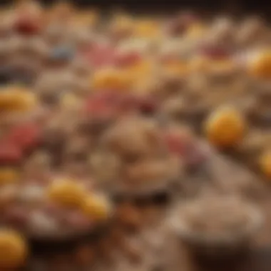 Proteins and Fats: Essential Components of Pet Nutrition A vibrant assortment of pet food ingredients highlighting proteins and fats.