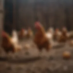 Chickens in a farm setting