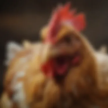 Close-up of a Wyandotte chicken's features, highlighting its characteristics