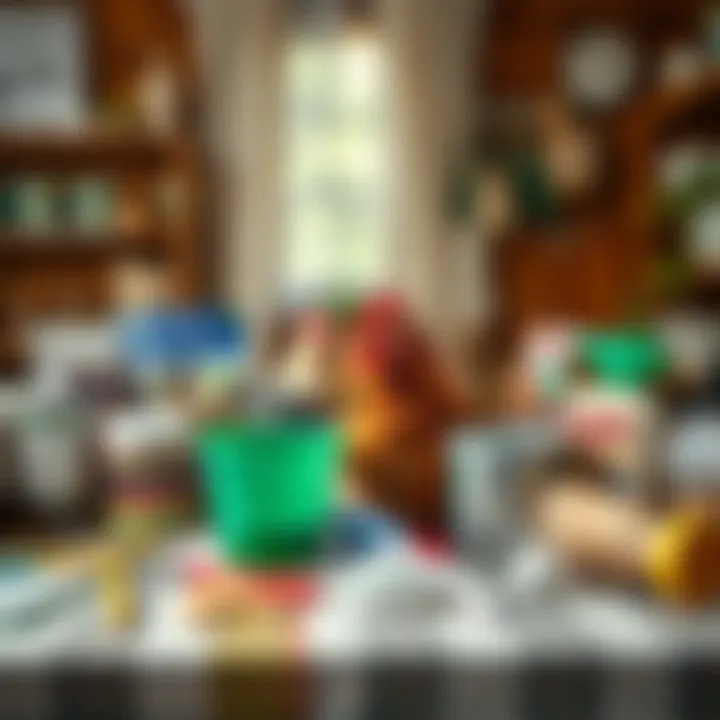 A collection of chicken care supplies on a table