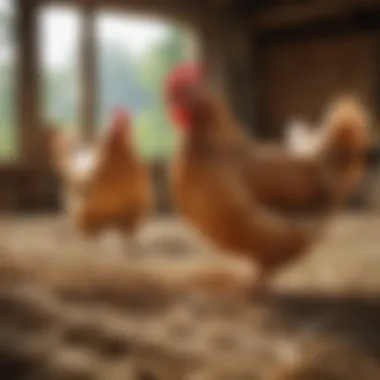 Healthy Chickens on Hemp Straw Healthy chickens on hemp straw