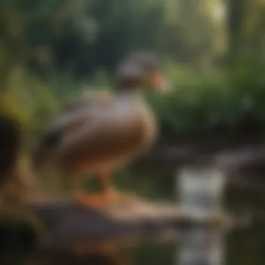A clean and well-maintained water container in a duck habitat
