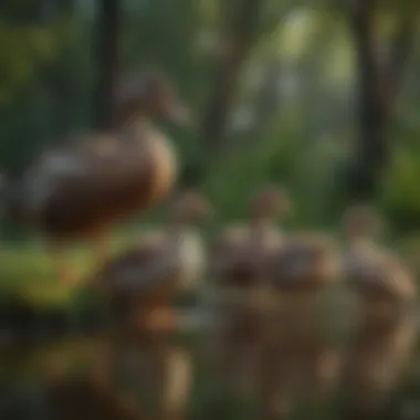 Natural Diet of Domesticated Ducks A flock of ducks grazing in a natural environment.
