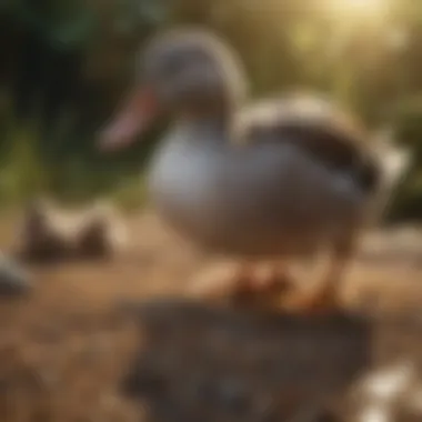 Ducks enjoying a balanced diet of grains and seeds