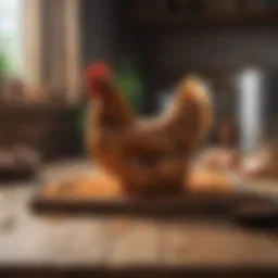 Natural chicken feed ingredients arranged on a wooden surface