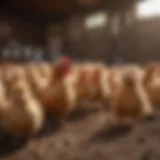 A vibrant local farm with diverse breeds of chickens