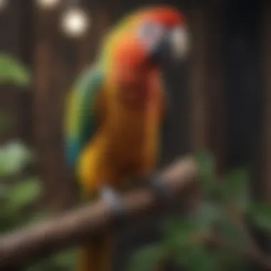 Vibrant Parrot Perched A vibrant parrot perched on a wooden branch