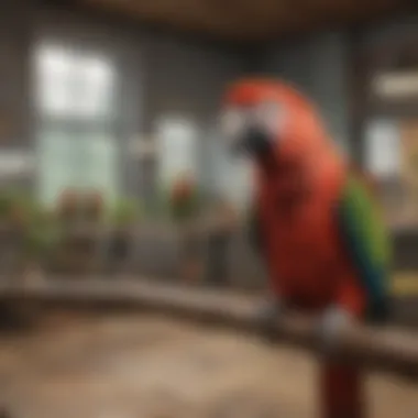 Adoption Center for Parrots A cozy adoption center with parrots waiting for new homes