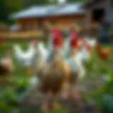 A picturesque farm showcasing healthy chickens roaming freely