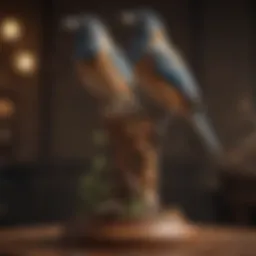 Elegant wooden bird stand showcasing intricate designs.